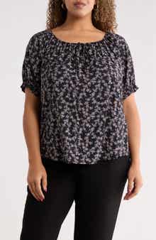 Renee C Floral Short Sleeve Top