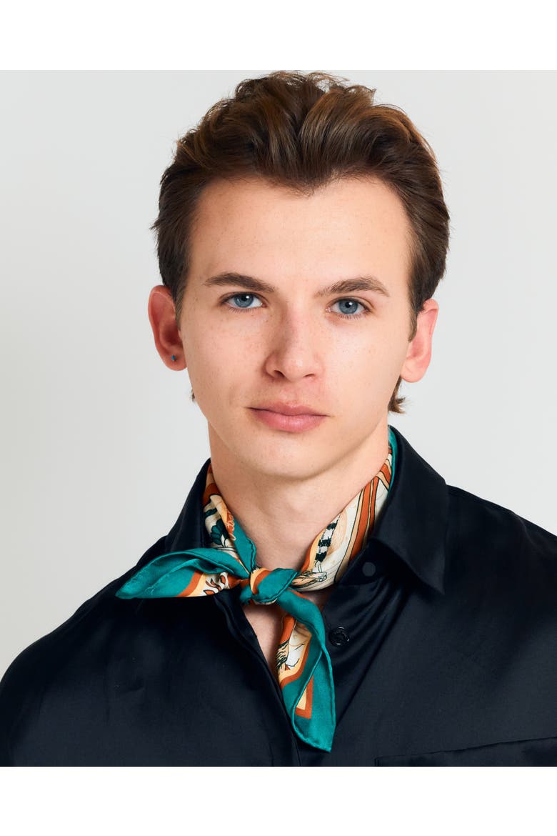 "Madagascar" Silk Skinny Scarf, Alternate, color, Green