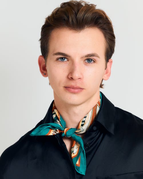 Lost Pattern Nyc "madagascar" Silk Bandana In Green