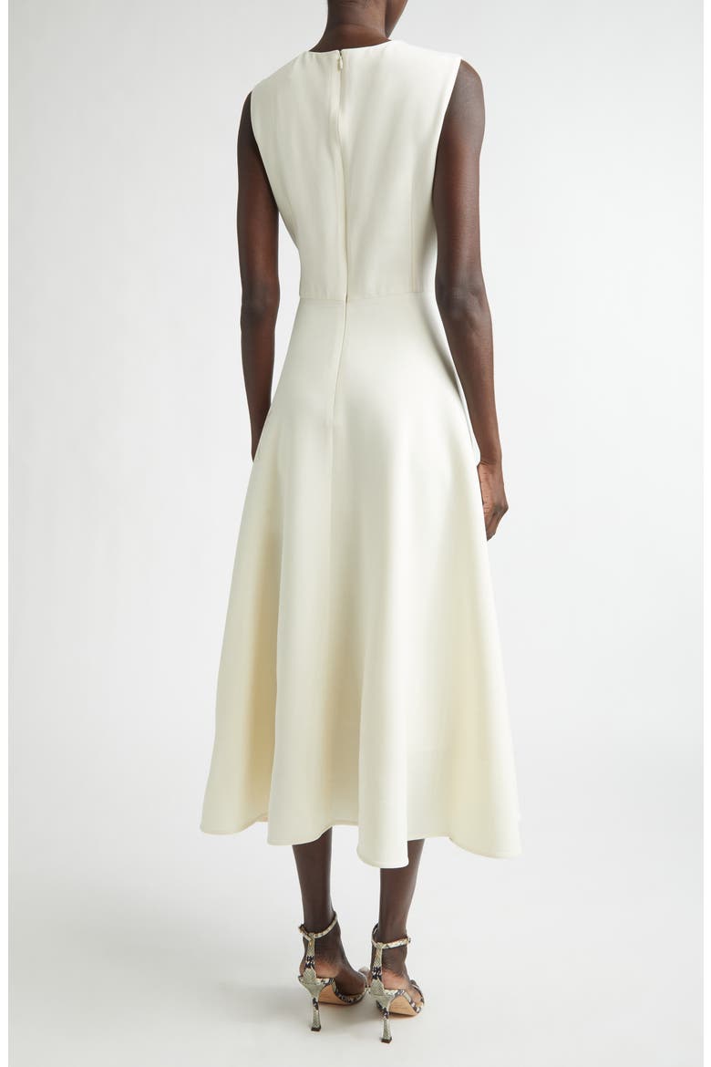 Chiné Cyclamen Virgin Wool Blend Stretch Crepe Fit & Flare Midi Dress, Alternate, color, WHITE/ IVORY