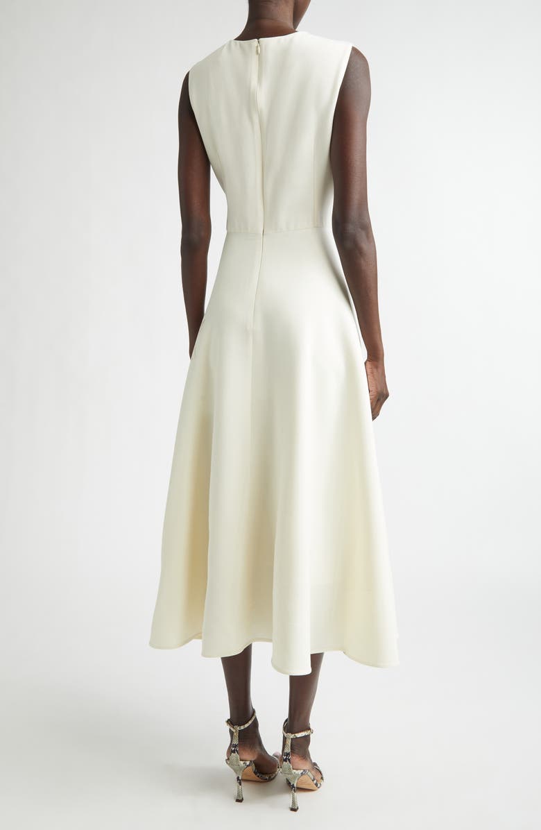 Oscar de la Renta Chiné Cyclamen Virgin Wool Blend Stretch Crepe Fit & Flare Midi Dress, Alternate, color, White/ Ivory