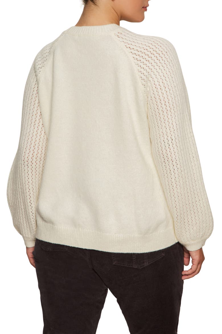 Cozy Moment Pointelle Sleeve Sweater, Alternate, color, CHALK WHITE