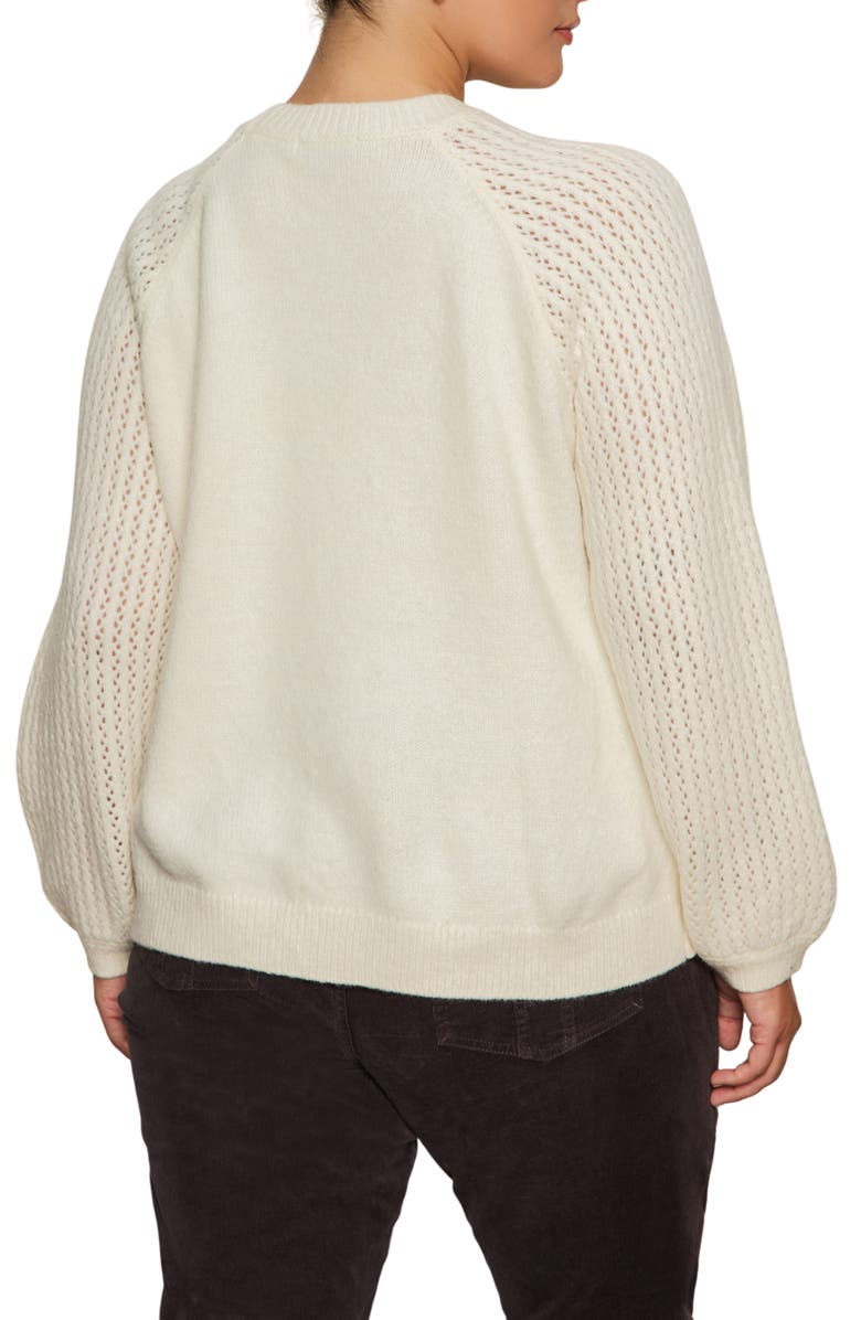 Sanctuary Cozy Moment Pointelle Sleeve Sweater, Alternate, color, Chalk White