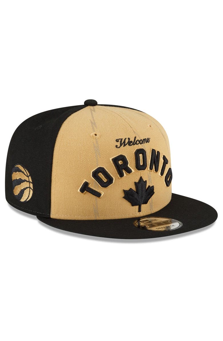 New Era Men's New Era  Gold/Black Toronto Raptors 2023/24 City Edition 9FIFTY Snapback Adjustable Hat, Main, color, 