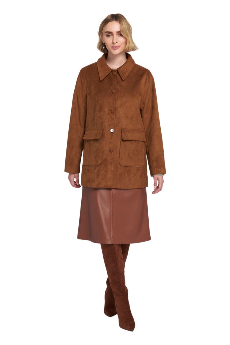 Faux Suede Car Coat Utility, Alternate, color, Toffee