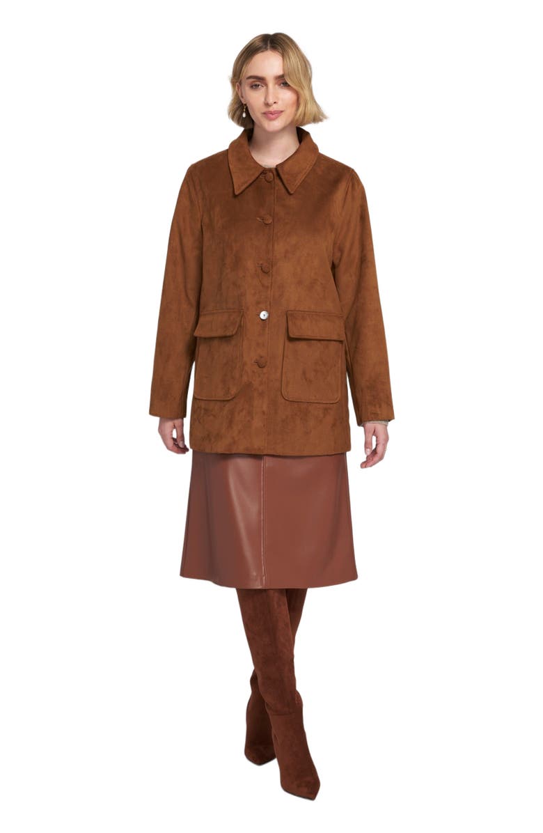 ELLE Collection Faux Suede Car Coat Utility, Alternate, color, Toffee