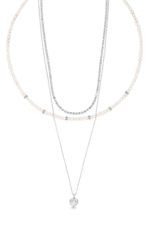 Layered Charm & Freshwater Pearl Necklace
