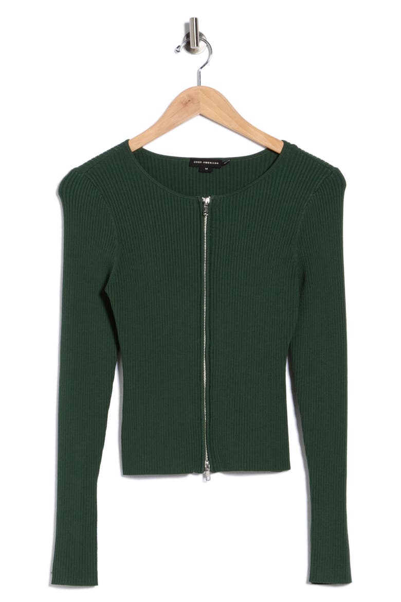 Virgo Rib Zip Cardigan, Alternate, color, PINE GREEN003