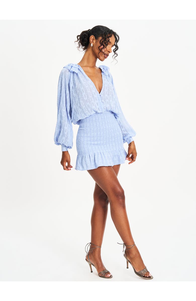 Miss Circle Zahari Smock Bottom Balloon Sleeve Mini Dress, Alternate, color, Blue