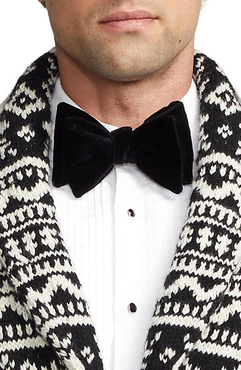 Ralph Lauren Purple Label Velveteen Bow Tie, Alternate, color,