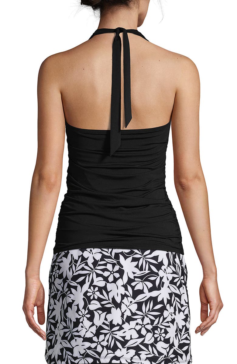 Lands' End DD-Cup Chlorine Resistant Square Neck Halter Tankini Swimsuit Top, Alternate, color, Black