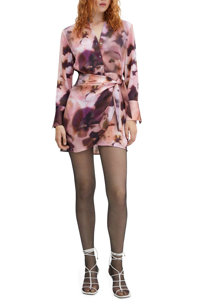 MANGO Gradient Floral Long Sleeve Minidress, Main, color,