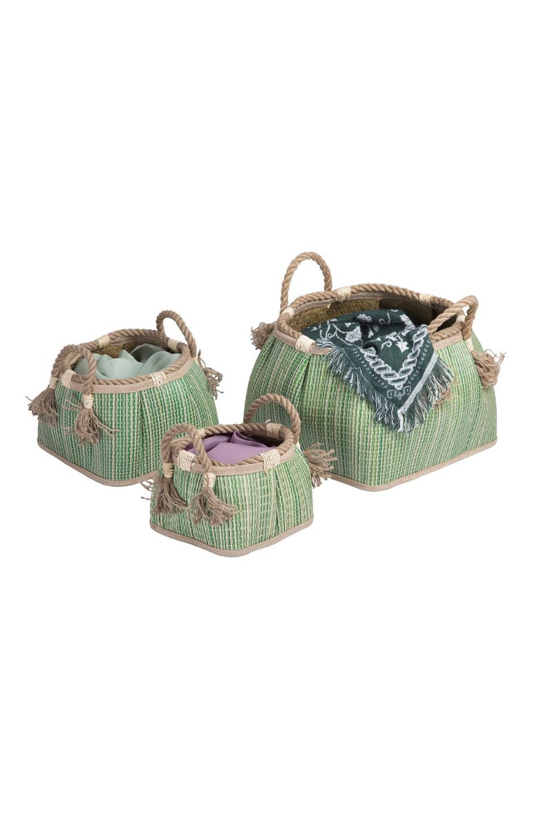 Kaplan Early Learning Company Sense of Place Woven Baskets - Set of 3, Alternate, color, Green