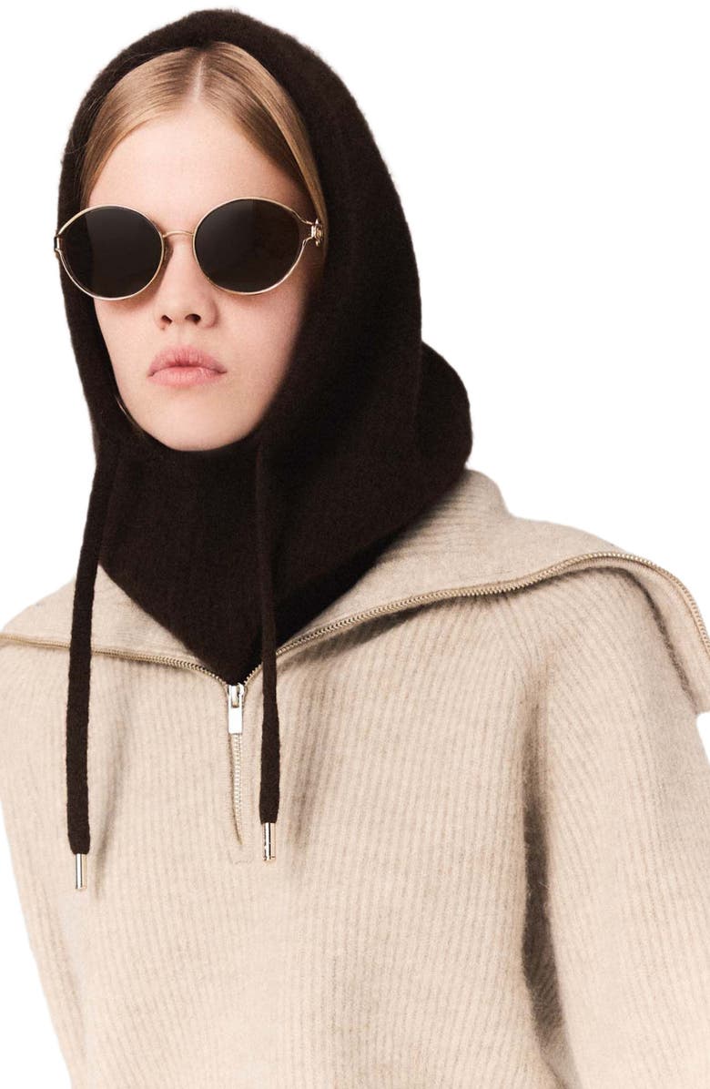 maje Rhinestone sweater with half-zip, Alternate, color, Beige