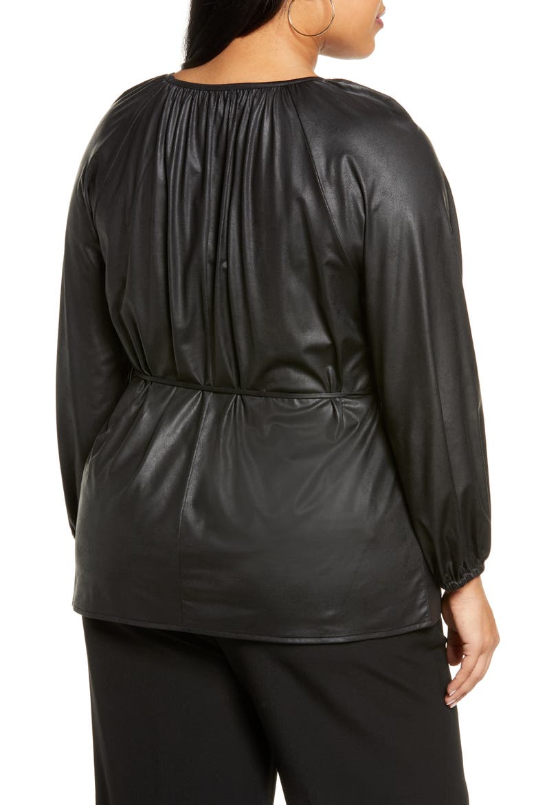Faux Leather Tunic, Alternate, color, BLACK