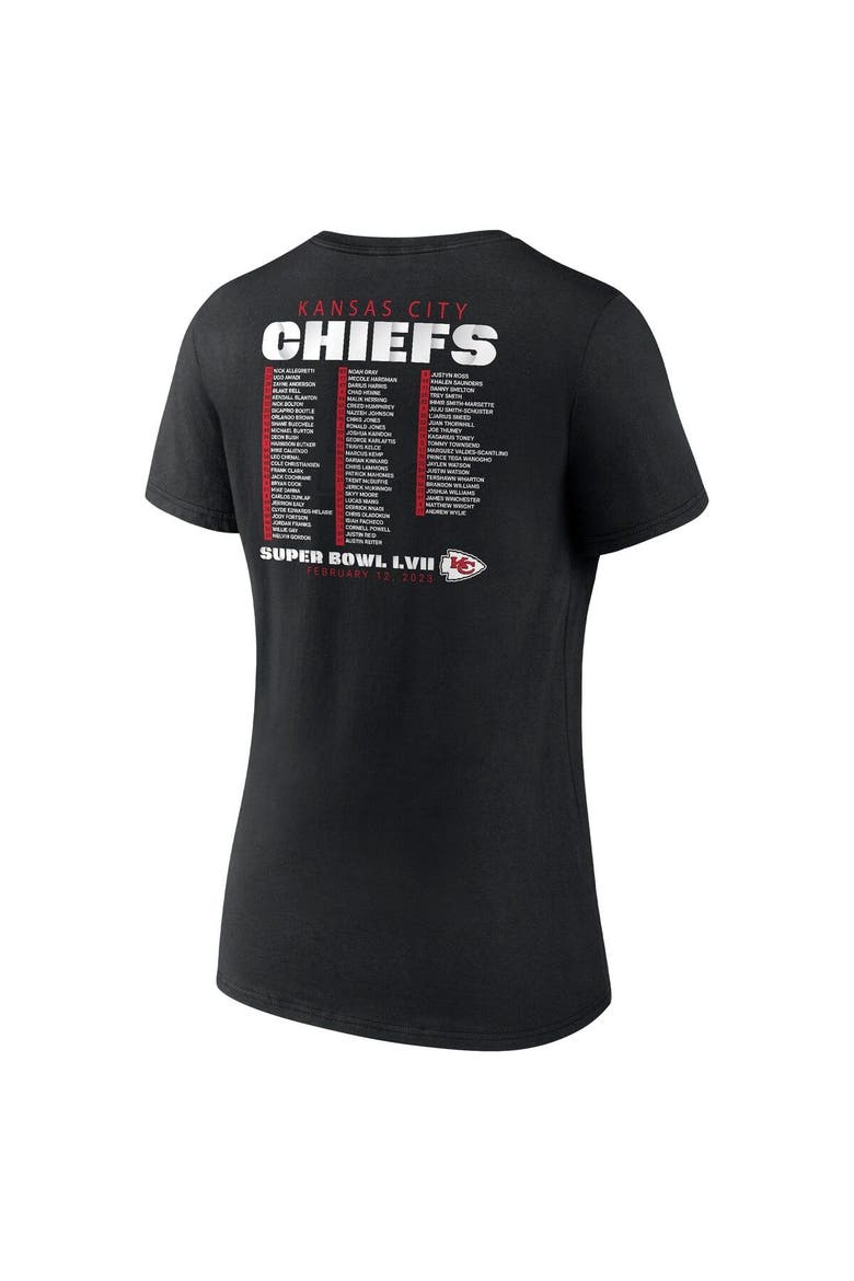 Women's Fanatics Branded Black Kansas City Chiefs Super Bowl LVII Varsity Roster V-Neck T-Shirt, Alternate, color, Black