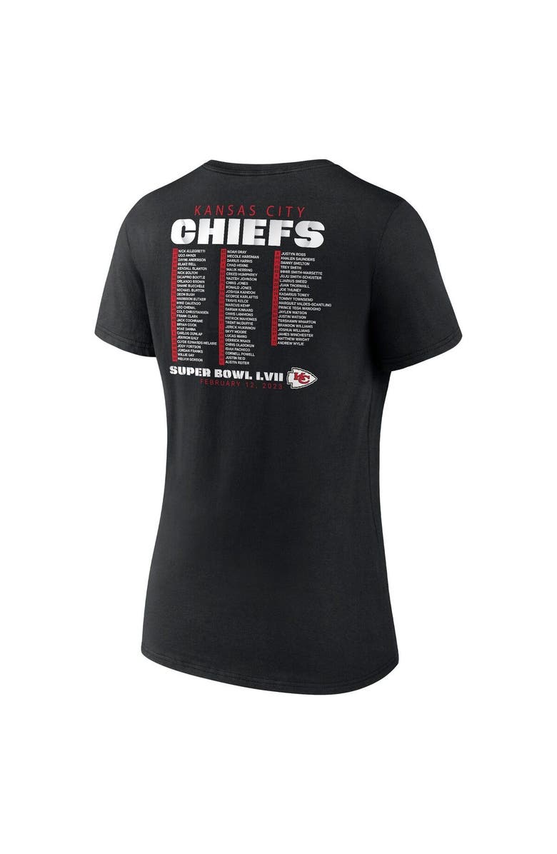 FANATICS Women's Fanatics Branded Black Kansas City Chiefs Super Bowl LVII Varsity Roster V-Neck T-Shirt, Alternate, color, 