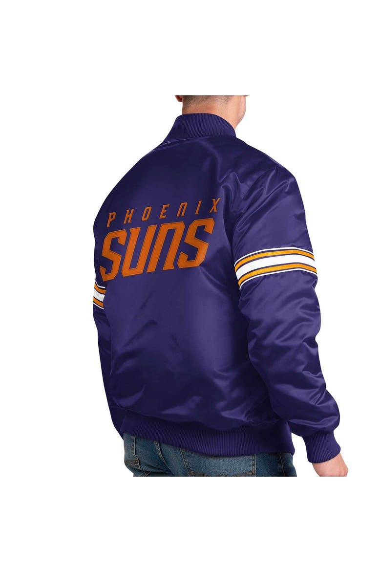 Men's Starter Purple Phoenix Suns Pick & Roll Satin Full-Snap Varsity Jacket, Alternate, color, Purple