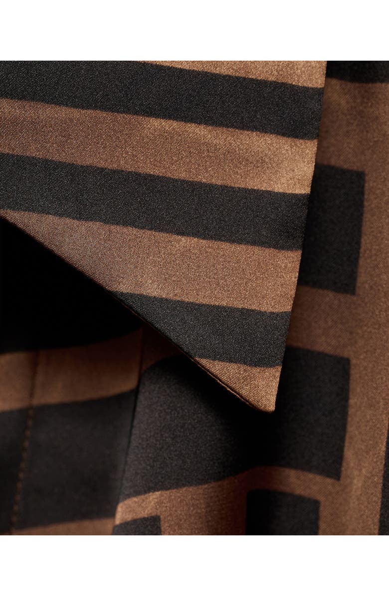 MANGO Mixed Stripe Long Sleeve Satin Mini Shirtdress, Alternate, color, Brown