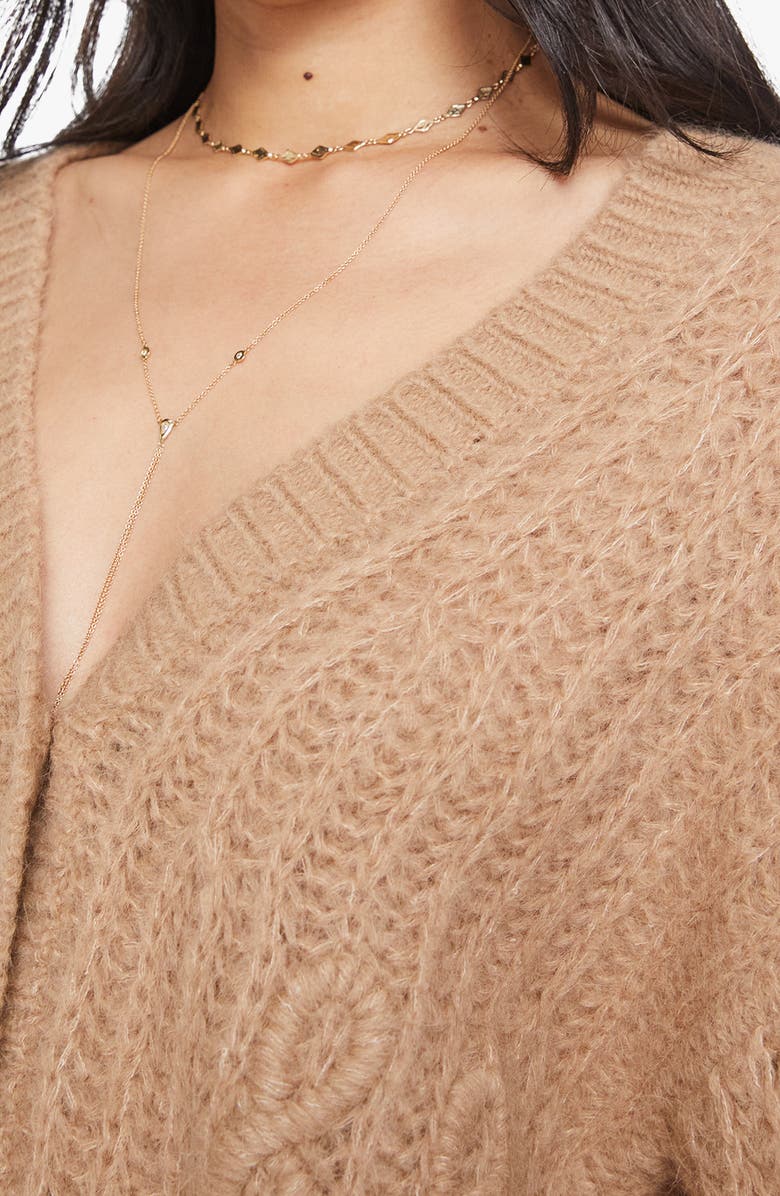 MOTHER The Puffy Sleeve Varsity Cardigan, Alternate, color, Cotton Candy