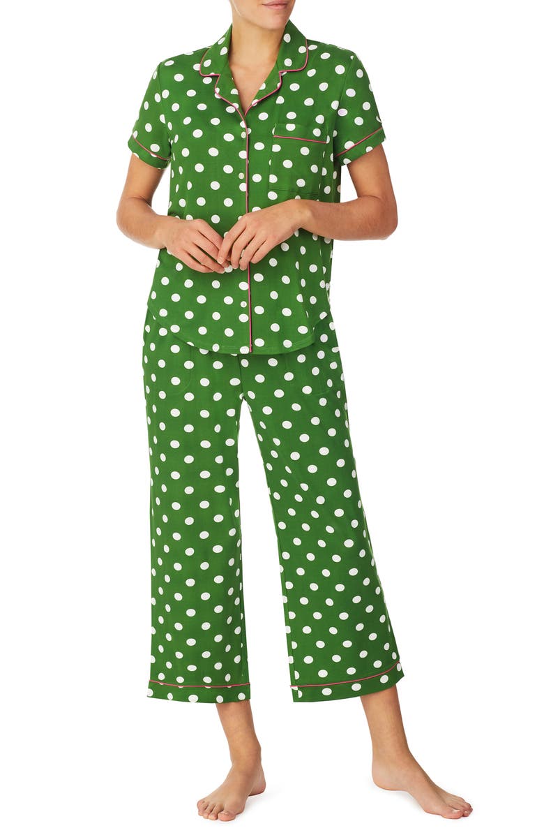 Kate Spade New York print crop pajamas, Main, color, Grn Dot