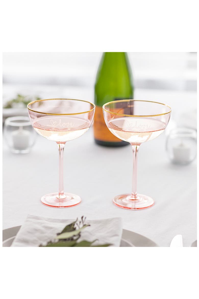 Love Set of 2 Champagne Coupes, Alternate, color, BLUSH