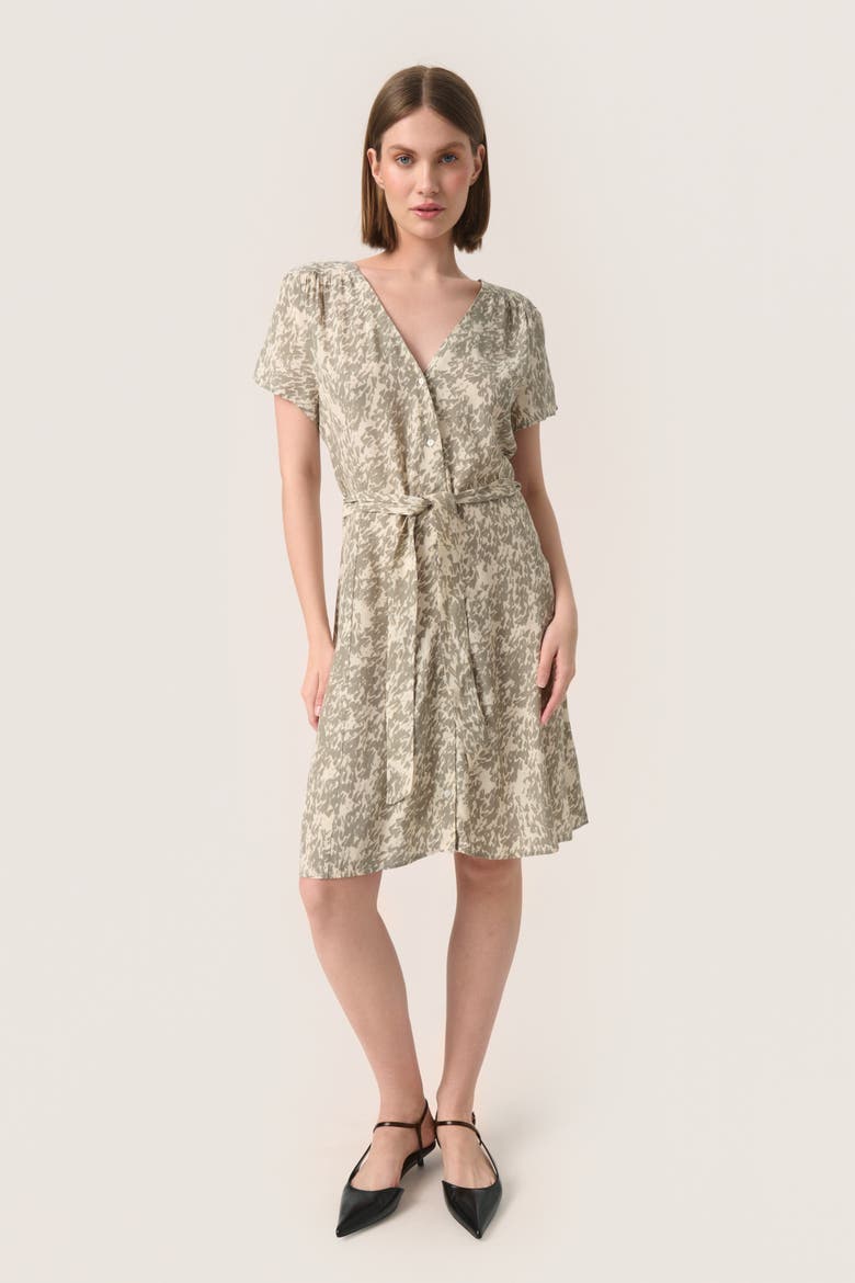 SLSylvia V-neck Short Sleeve Belt Dress, Alternate, color, Shadow Drop Print