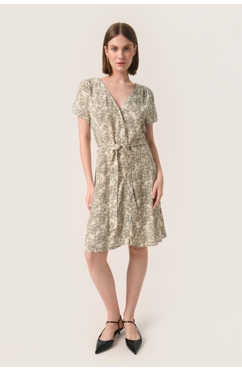Soaked in Luxury SLSylvia V-neck Short Sleeve Belt Dress, Alternate, color, Shadow Drop Print