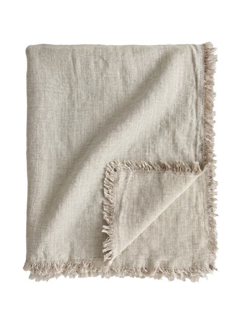 Reversible Linen Fringe Throw