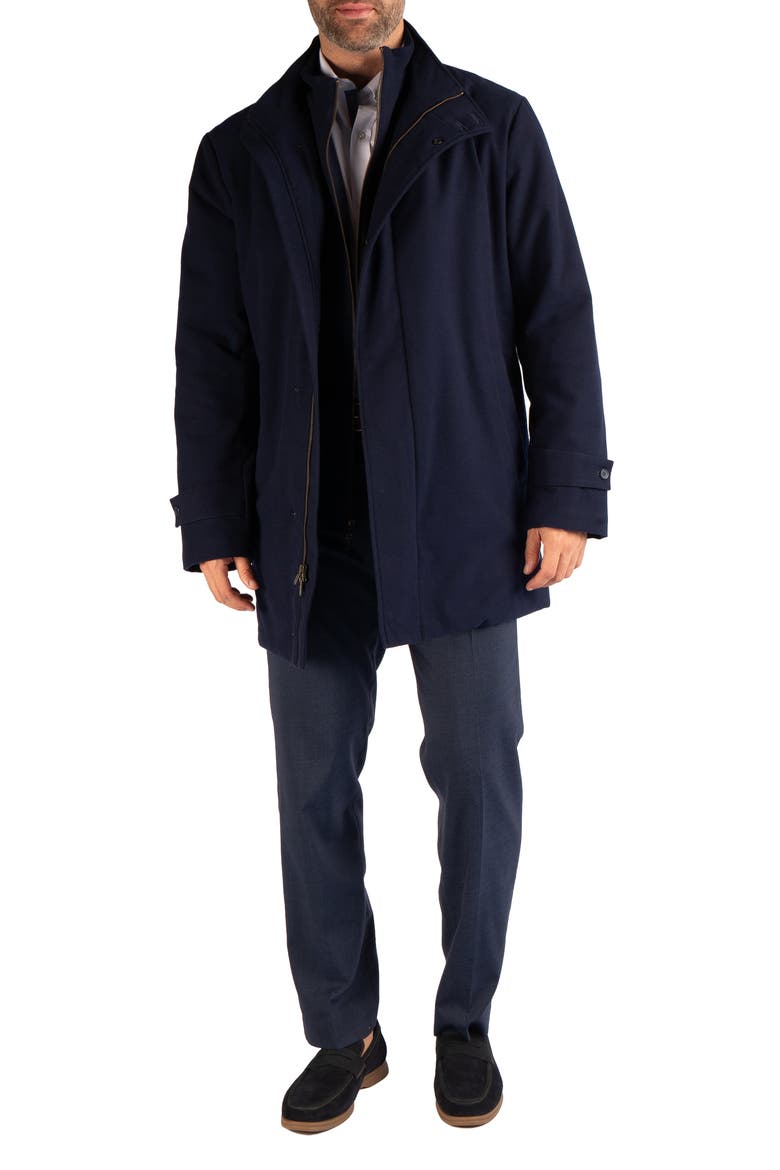 Lux Cashmere Touch Quilted Car Coat, Alternate, color, NAVY