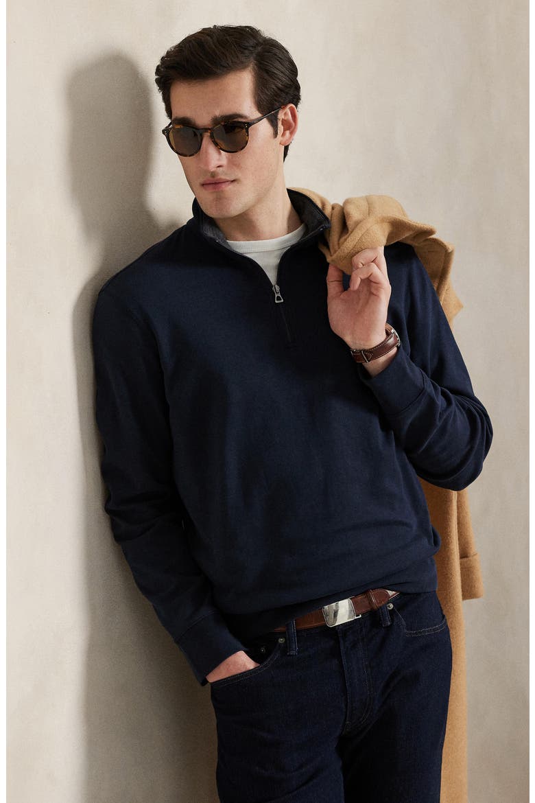 Luxury Jersey Quarter-Zip Pullover, Alternate, color, AVIATOR NAVY