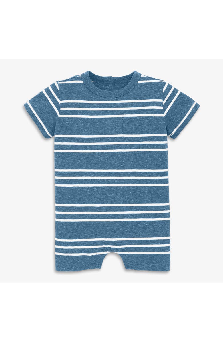 Primary Baby Heathered Pocket Shortie In Stripe, Main, color, Moonlight White Stripe