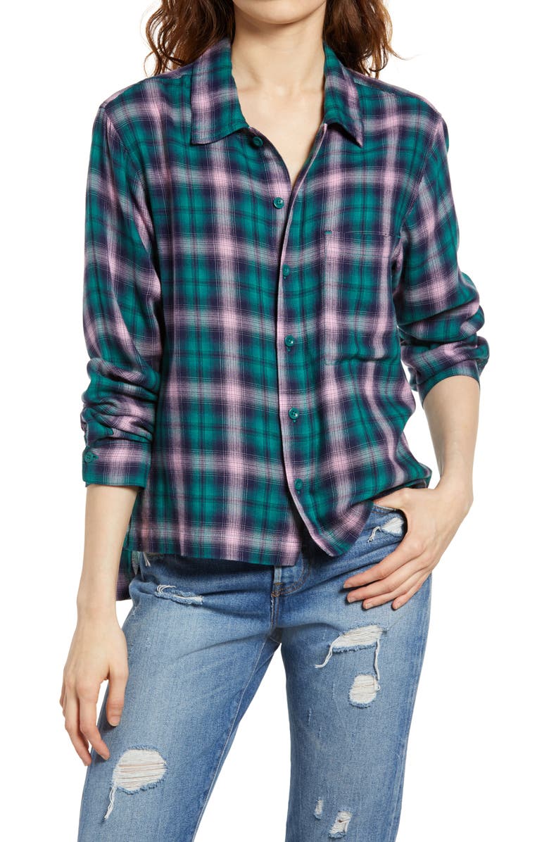BP. Be Proud by BP. Gender Inclusive Plaid Flannel Button-Up Shirt, Main, color, 