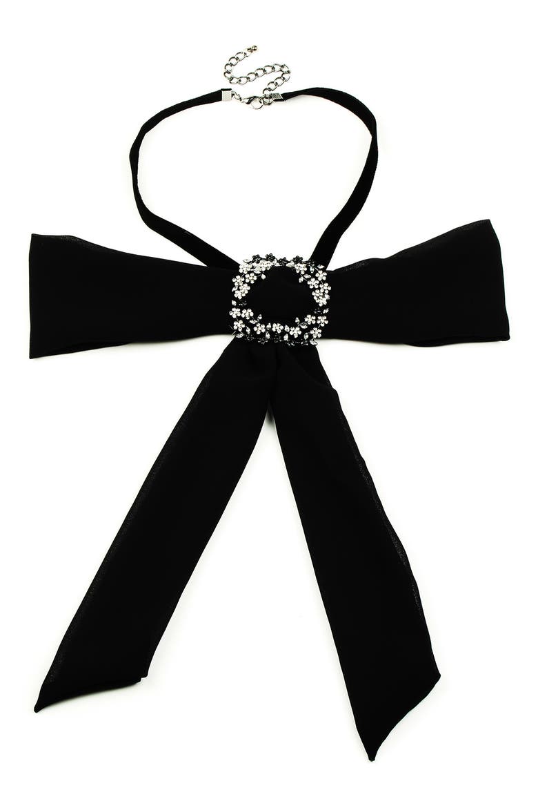 Bow Tie Choker Necklace, Main, color, BLACK