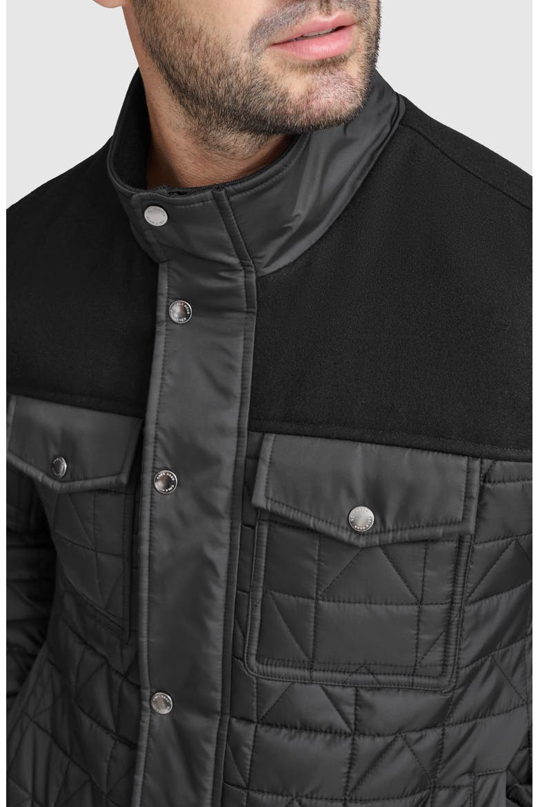 Mixed Media Quilted Jacket, Alternate, color, BLACK