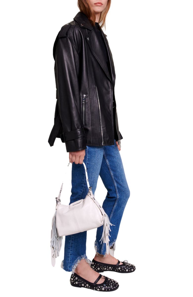 maje Pachafranbis Chewed Hem Skinny Jeans, Alternate, color, 