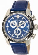 Versace Chronograph Croc Embossed Leather Strap Watch, 44mm