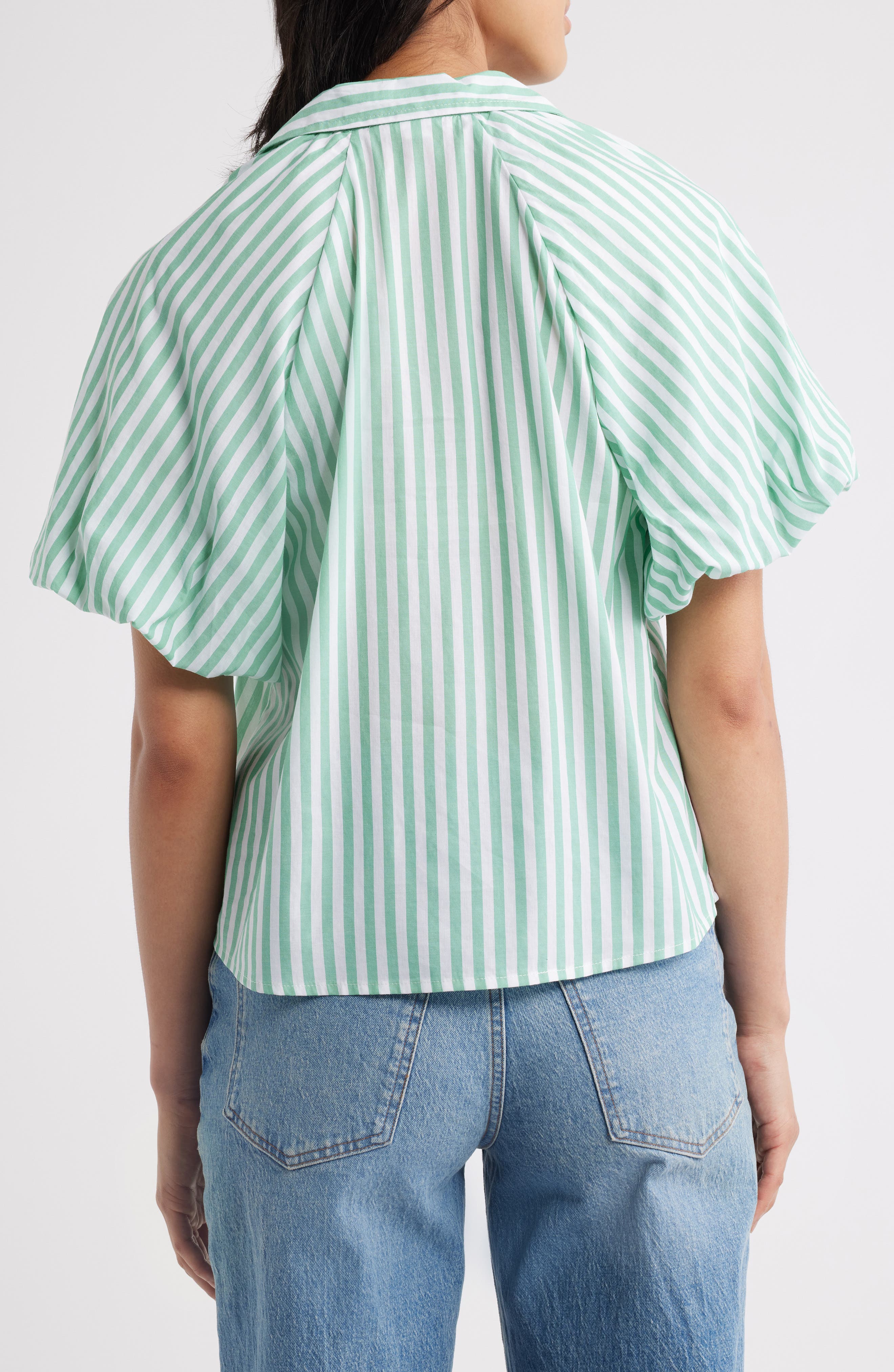 Biance Bubble Sleeve Button-Up Top - image 4