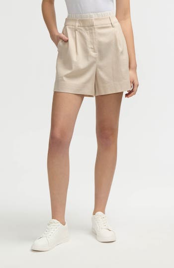 Nvlt High Waist Twill Shorts In Neutral