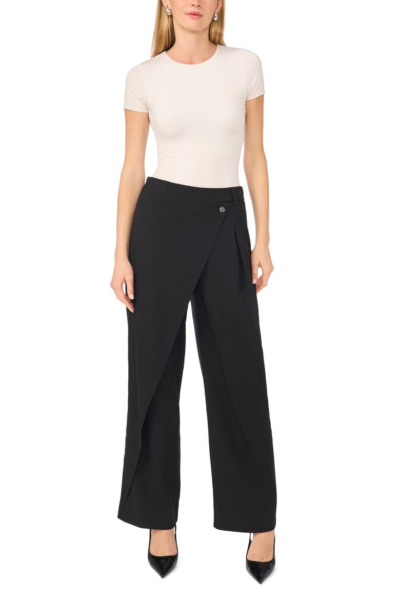 Cross Front Wide Leg Trousers, Alternate, color, RICH BLACK