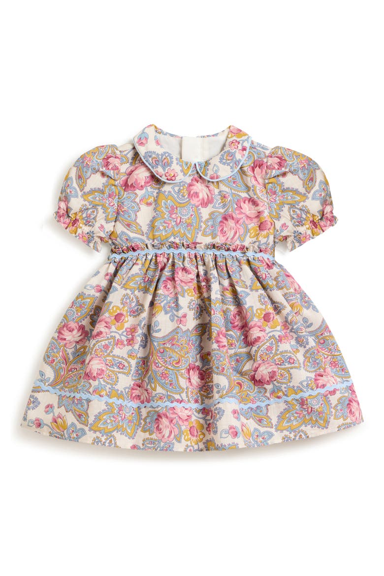 Mira Boho Floral Peter Pan Collar Dress, Main, color, IVORY/ PINK