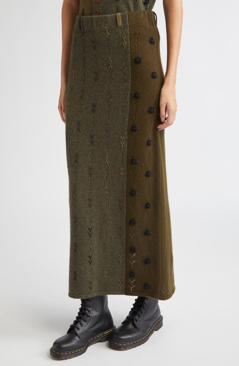 YanYan Daisy Colorblock Lambswool A-Line Maxi Skirt, Alternate, color,