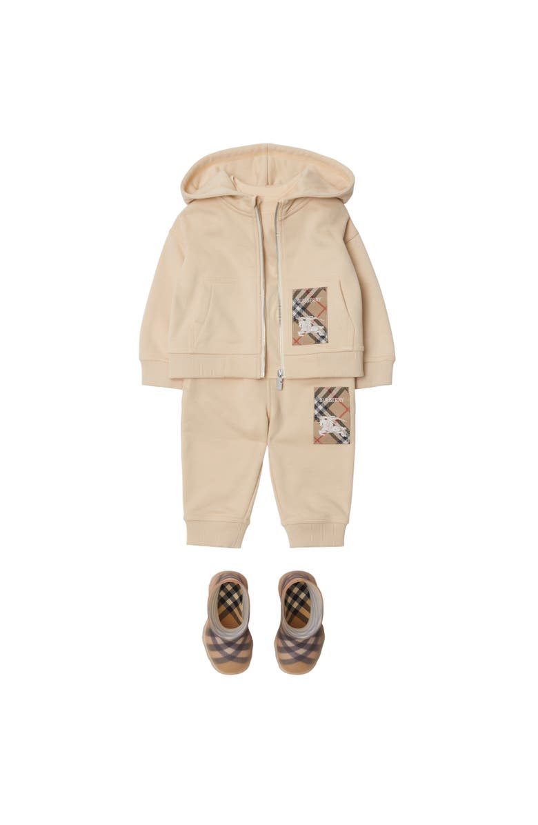 Burberry Check Label Cotton Zip Hoodie, Alternate, color, Calico