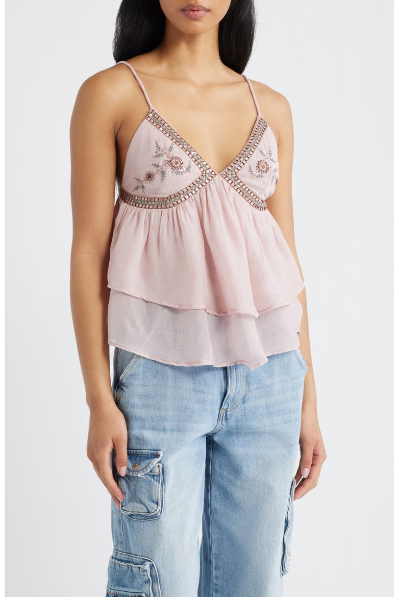 Embroidered Detail Cami, Main, color, PINK
