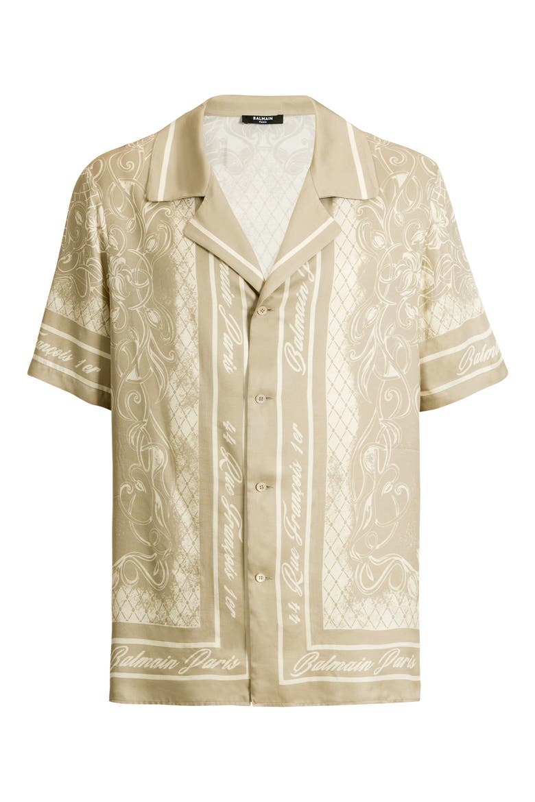 Printed Foulard pyjama shirt, Alternate, color, beige