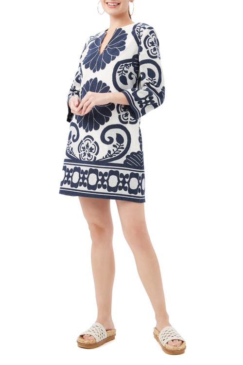 Trina Turk Amy Border Print Shift Dress In Gray