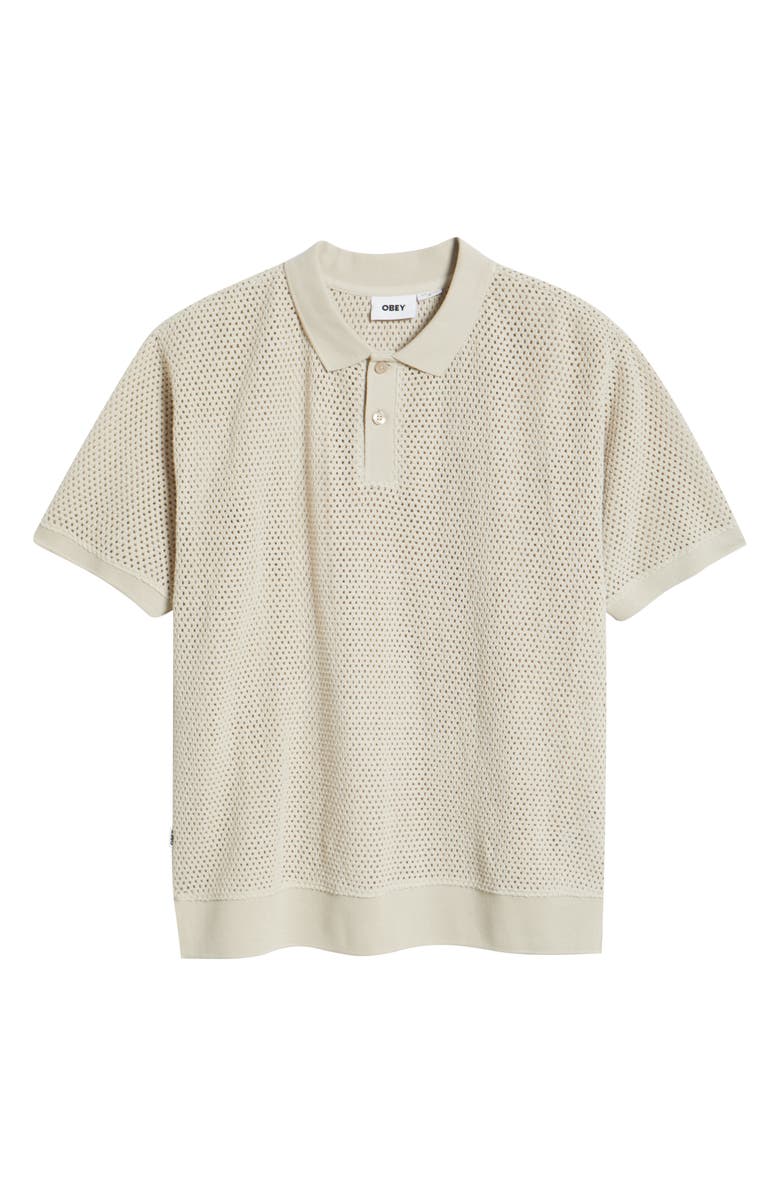 Obey Saratoga Open Stitch Cotton Polo, Alternate, color, Silver Grey