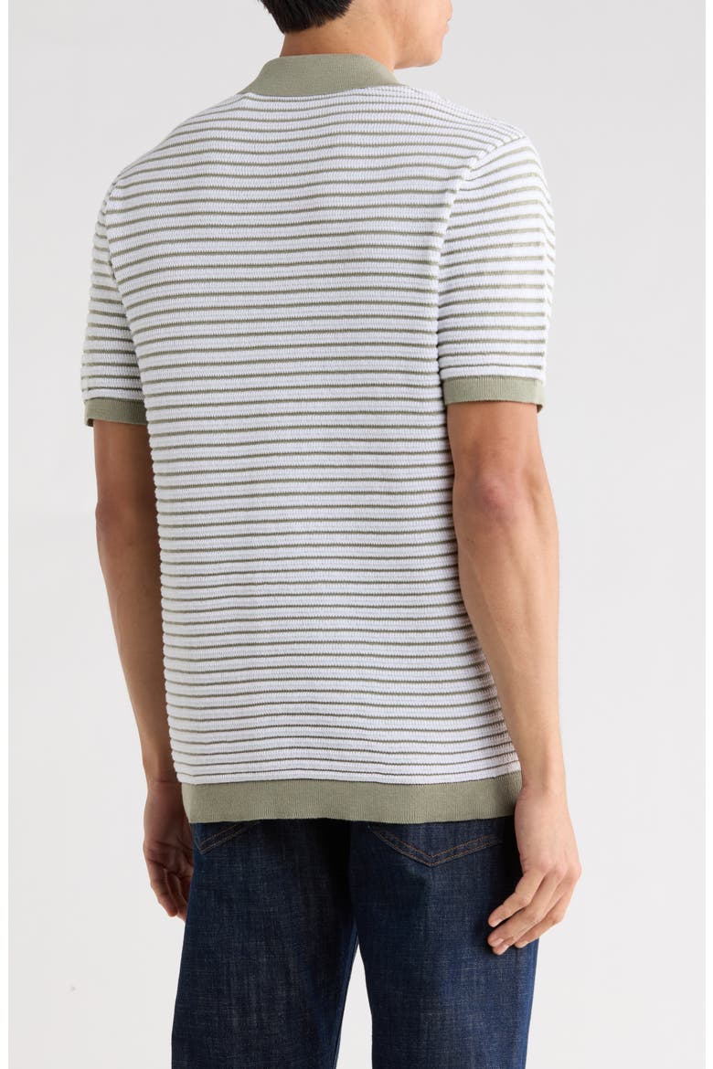 Wicher Stripe Knit Polo, Alternate, color, SAGE GREEN COMBO
