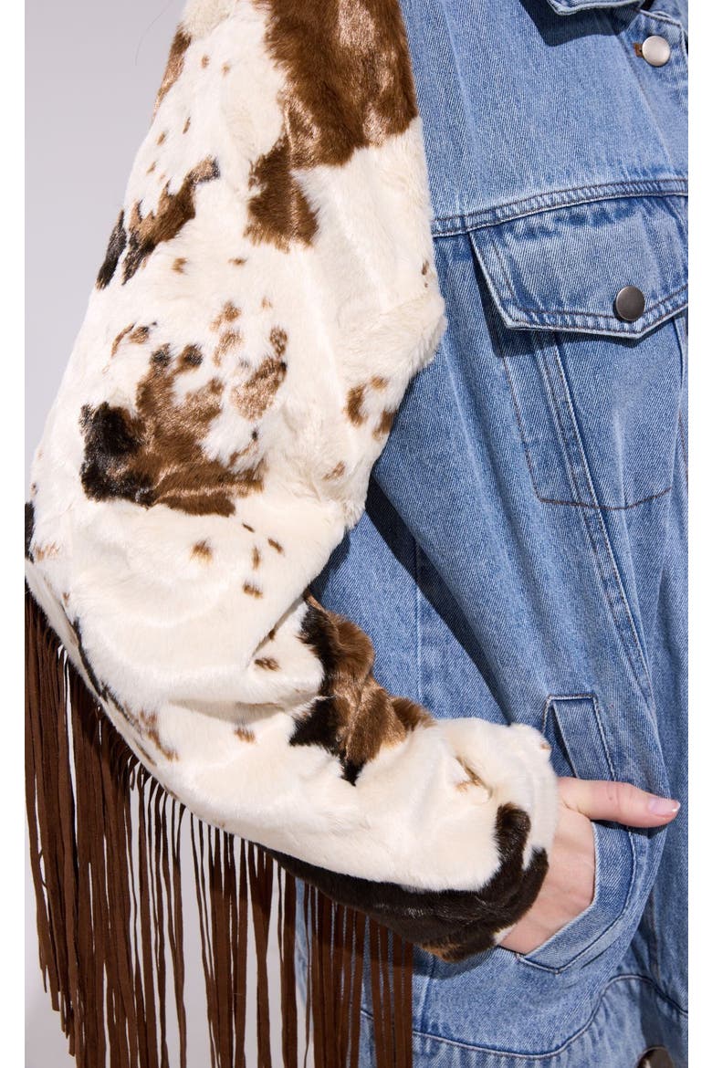 Lila Fringe Jacket, Alternate, color, DENIM