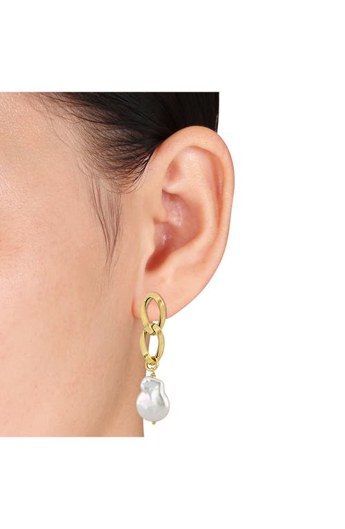 Delmar Cultured Freshwater Keshi Pearl Chain Drop Earrings In White